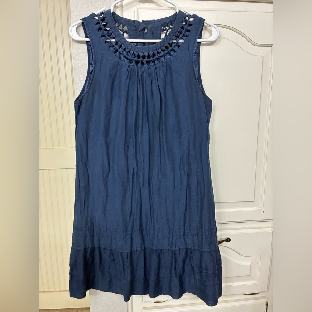 Miss Me Blue Crochet Mini Dress